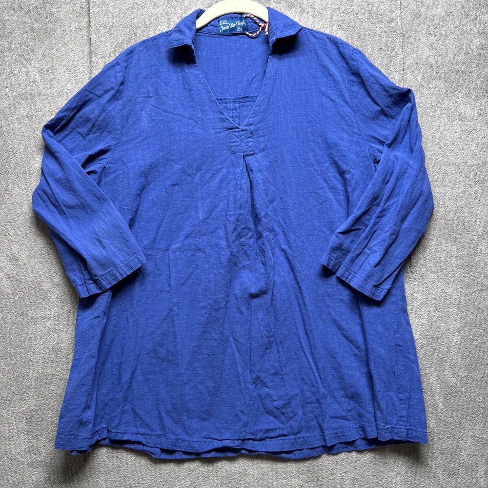 jack tar togs Tunic Womens Large Blue Pullover Shirt Beach Nautical Coastal